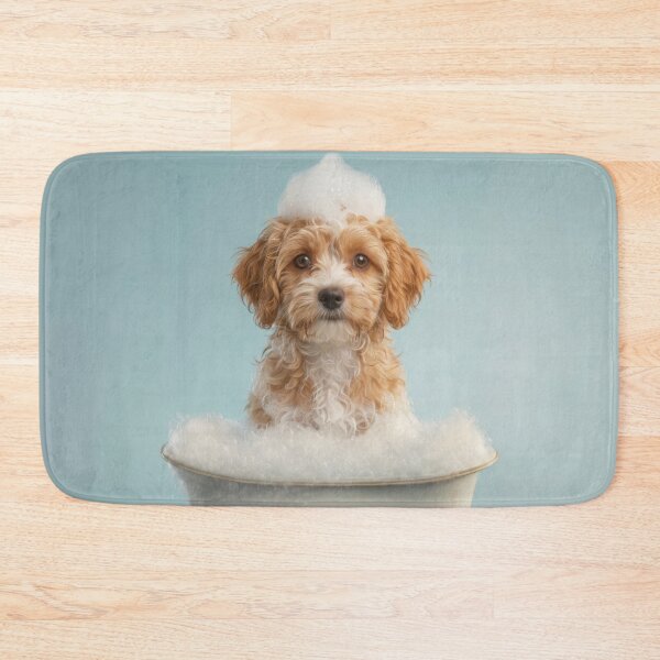 Item preview, Baby Shih Poo Bubble Bath Cute Nursery Bathroom Wall Art designed and sold by LazyOwlStore.