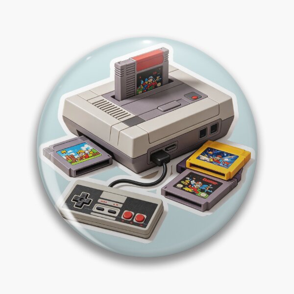 Aperçu de l'œuvre Console vintage avec jeux et manette créée et vendue par mixoubraw.