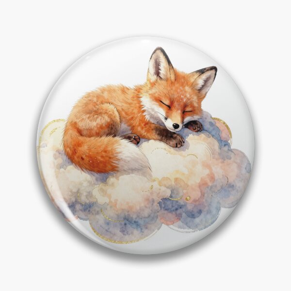 Item preview, Sleeping little fox on a cloud - cozy fairytale watercolor designed and sold by WildArtIT.