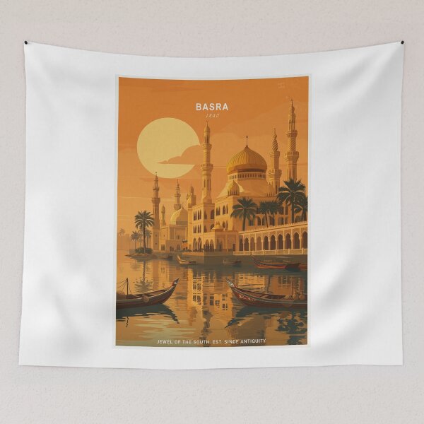 Item preview, Basra Iraq Original Custom Vintage Poster Wall Art Design Pillow Gift designed and sold by Cool Robot Bro..