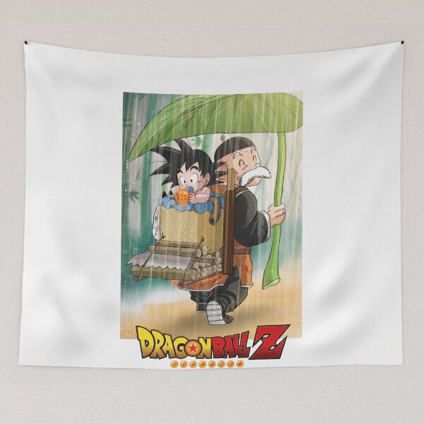 Item preview, Grandpa Gohan Carrying Baby Goku Rain Art designed and sold by FreakToons.