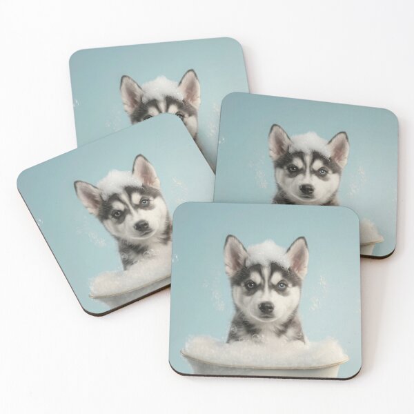 Item preview, Baby Siberian Husky Bubble Bath Nursery Bathroom Wall Art designed and sold by LazyOwlStore.