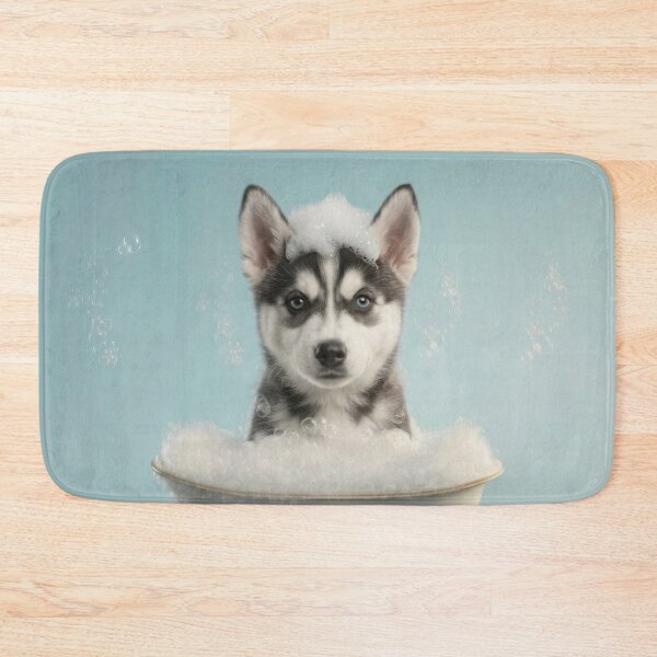 Item preview, Baby Siberian Husky Bubble Bath Nursery Bathroom Wall Art designed and sold by LazyOwlStore.