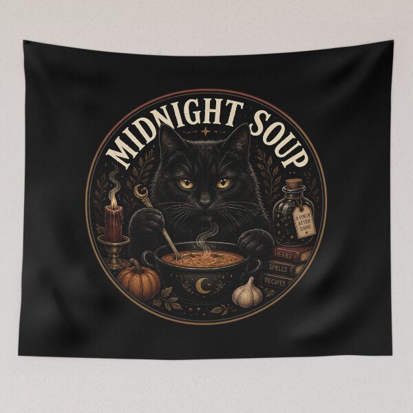 Item preview, Midnight Soup Cat Retro Halloween Poster Halloween designed and sold by LiviuGligoros.