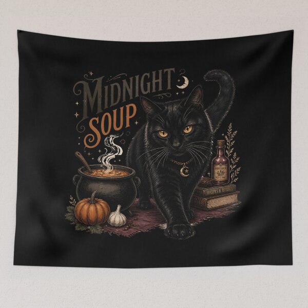 Item preview, Midnight Soup Cat Gothic Folk Illustration Halloween designed and sold by LiviuGligoros.