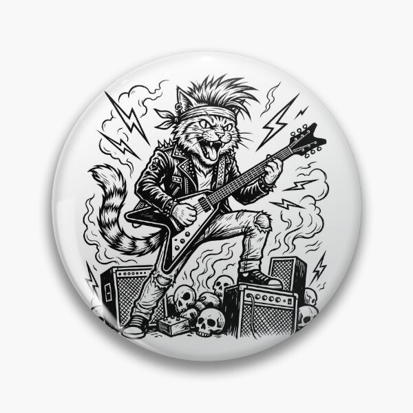 Item preview, Heavy Metal Cat with Guitar designed and sold by ThreadRiotTees.