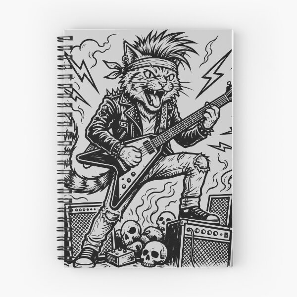 Item preview, Heavy Metal Cat with Guitar designed and sold by ThreadRiotTees.