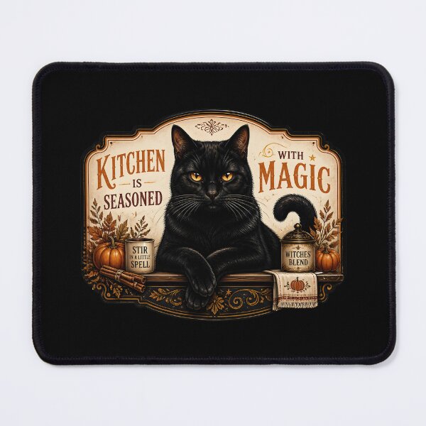 Item preview, Autumn Kitchen Cat Retro Halloween Poster Halloween designed and sold by LiviuGligoros.