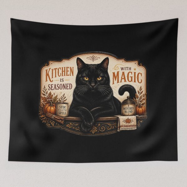 Item preview, Autumn Kitchen Cat Retro Halloween Poster Halloween designed and sold by LiviuGligoros.