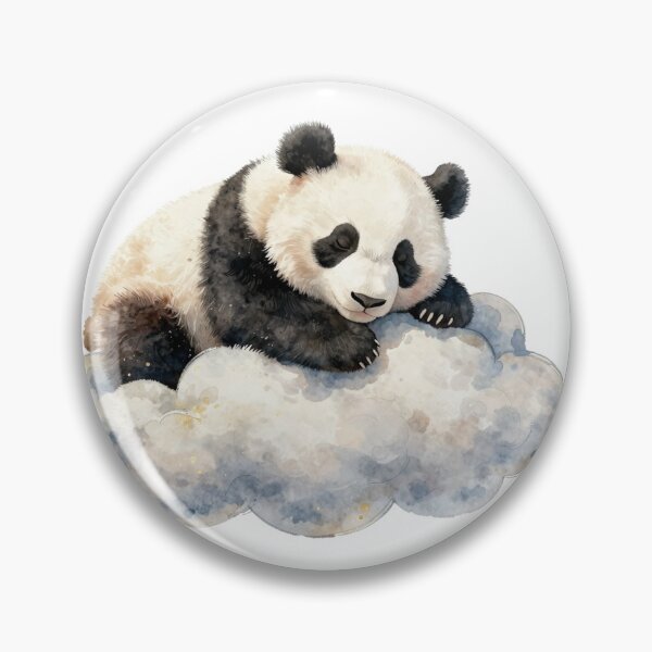 Item preview, Sleeping cute panda on a cloud - whimsical watercolor art designed and sold by WildArtIT.