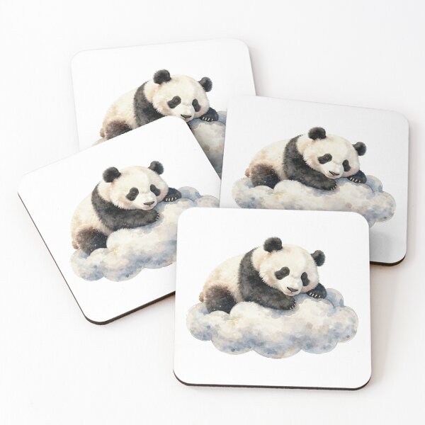 Item preview, Sleeping cute panda on a cloud - whimsical watercolor art designed and sold by WildArtIT.