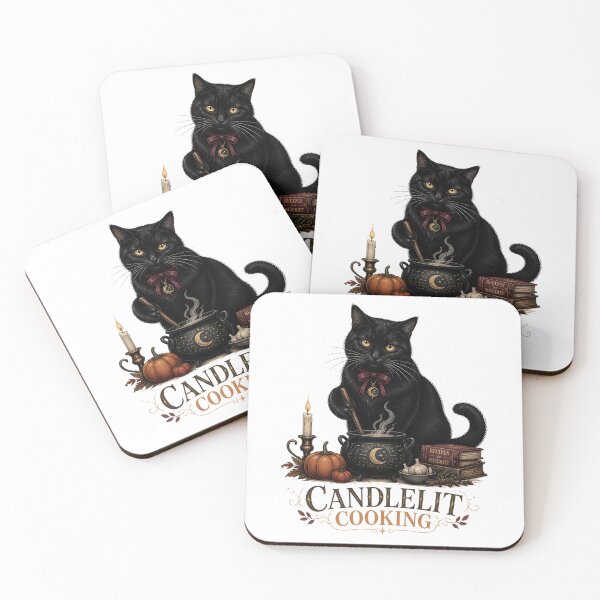 Item preview, Candlelit Kitchen Cat Retro Halloween Poster Halloween designed and sold by LiviuGligoros.