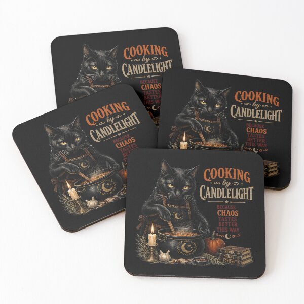 Item preview, Candlelit Kitchen Cat Gothic Folk Illustration Halloween designed and sold by LiviuGligoros.