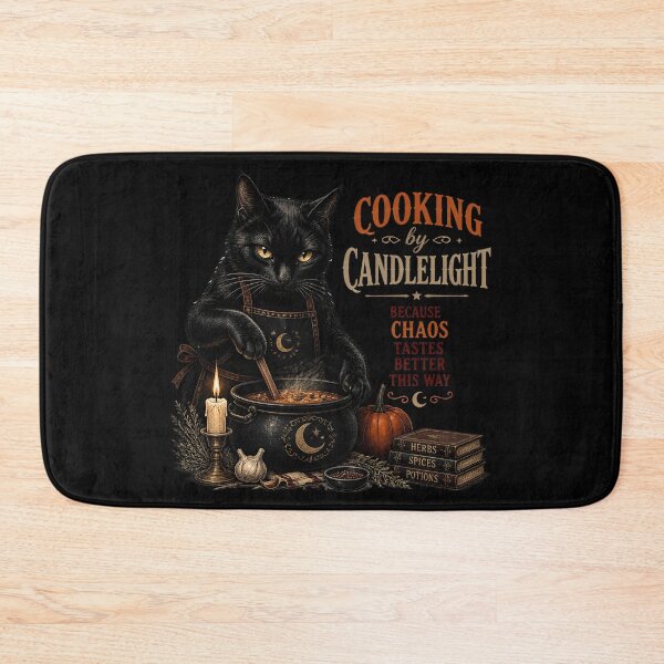 Item preview, Candlelit Kitchen Cat Gothic Folk Illustration Halloween designed and sold by LiviuGligoros.