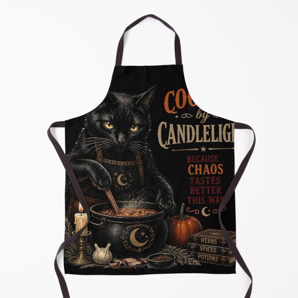 Item preview, Candlelit Kitchen Cat Gothic Folk Illustration Halloween designed and sold by LiviuGligoros.