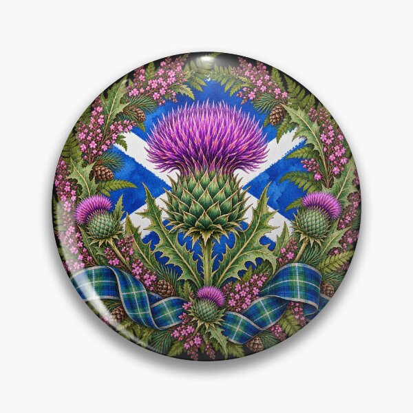 Item preview, Scottish Thistle Saltire Botanical Heritage Wreath Crest Design designed and sold by ArcanePrintsxo.