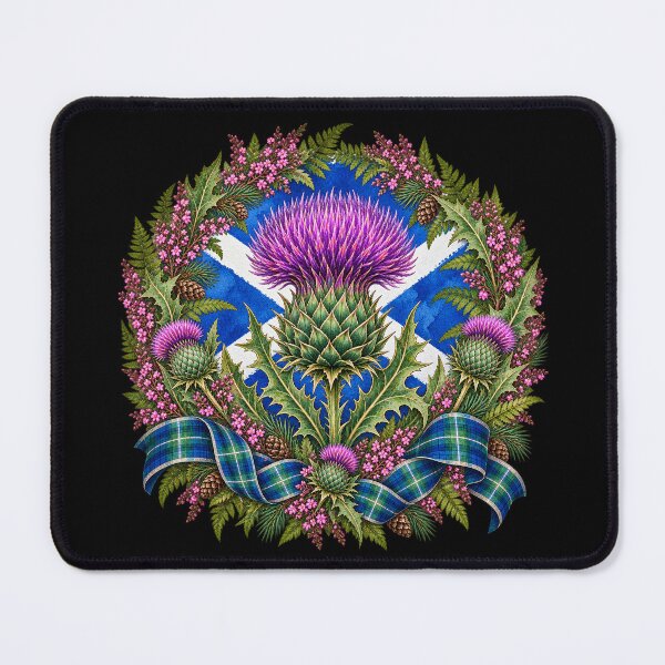 Item preview, Scottish Thistle Saltire Botanical Heritage Wreath Crest Design designed and sold by ArcanePrintsxo.