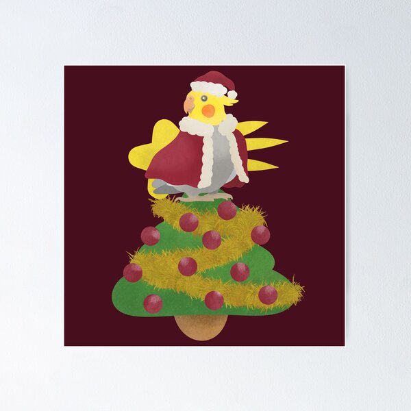 Item preview, Illustration of Christmas tree with a Cockatiel as the Star designed and sold by FandomizedRose.