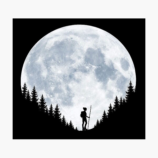 Item preview, Moonlit Hiker Under a Full Moon designed and sold by Fikuall.