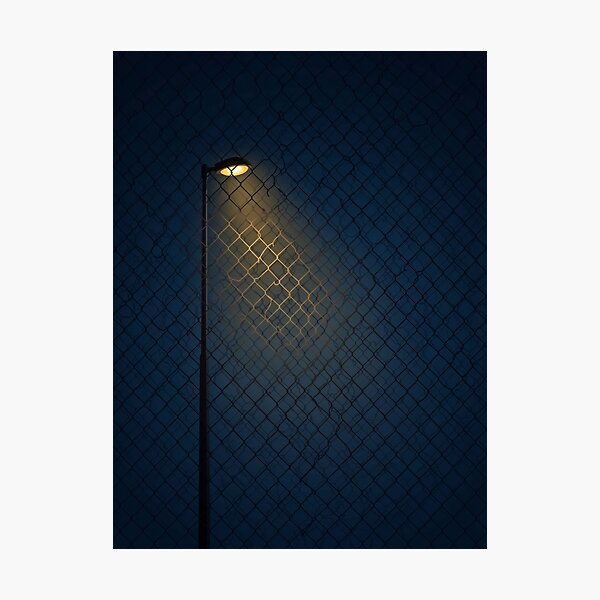 Item preview, streetlight night scene behind chain link fence designed and sold by MSprocreate.