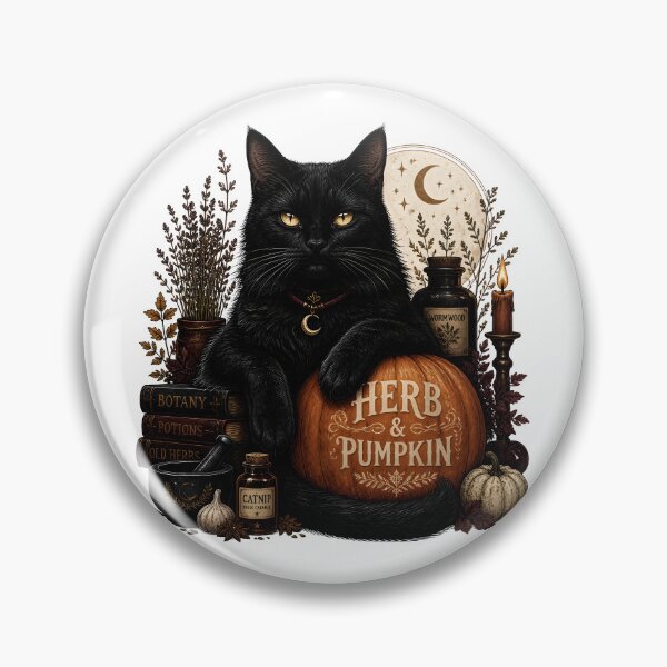 Item preview, Herbs & Pumpkin Cat Retro Halloween Poster Halloween designed and sold by LiviuGligoros.