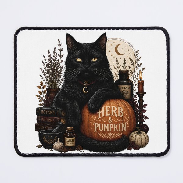 Item preview, Herbs & Pumpkin Cat Retro Halloween Poster Halloween designed and sold by LiviuGligoros.