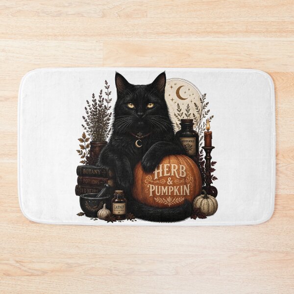 Item preview, Herbs & Pumpkin Cat Retro Halloween Poster Halloween designed and sold by LiviuGligoros.