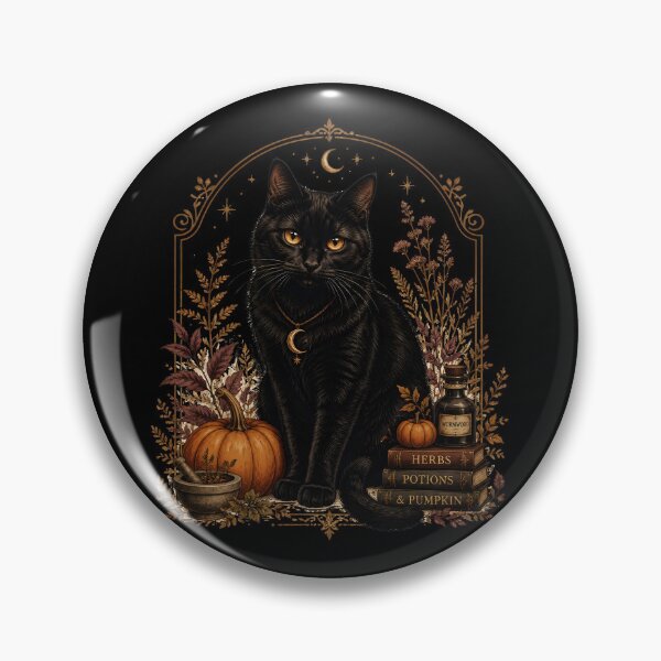 Item preview, Herbs & Pumpkin Cat Gothic Folk Illustration Halloween designed and sold by LiviuGligoros.