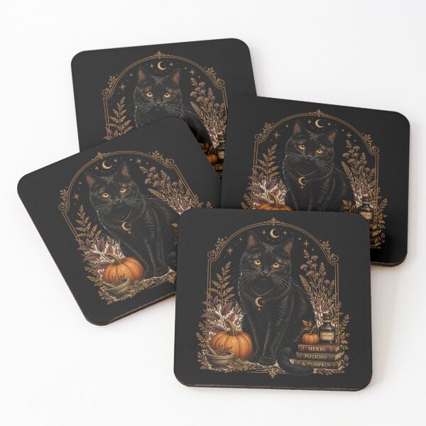 Item preview, Herbs & Pumpkin Cat Gothic Folk Illustration Halloween designed and sold by LiviuGligoros.