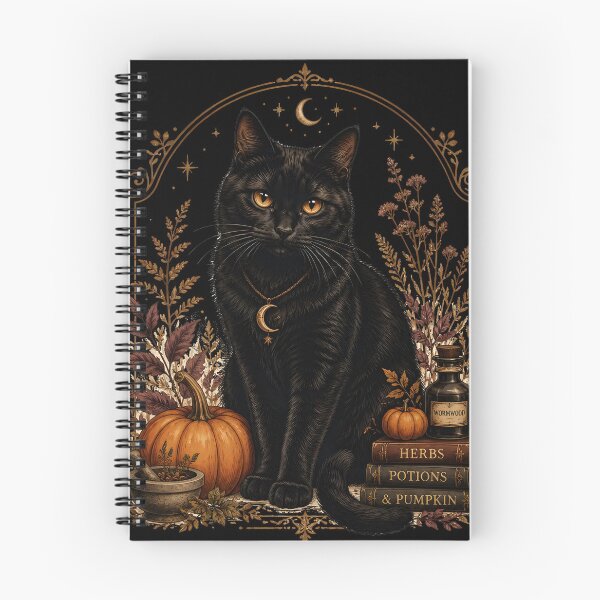 Item preview, Herbs & Pumpkin Cat Gothic Folk Illustration Halloween designed and sold by LiviuGligoros.