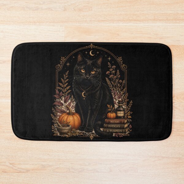 Item preview, Herbs & Pumpkin Cat Gothic Folk Illustration Halloween designed and sold by LiviuGligoros.