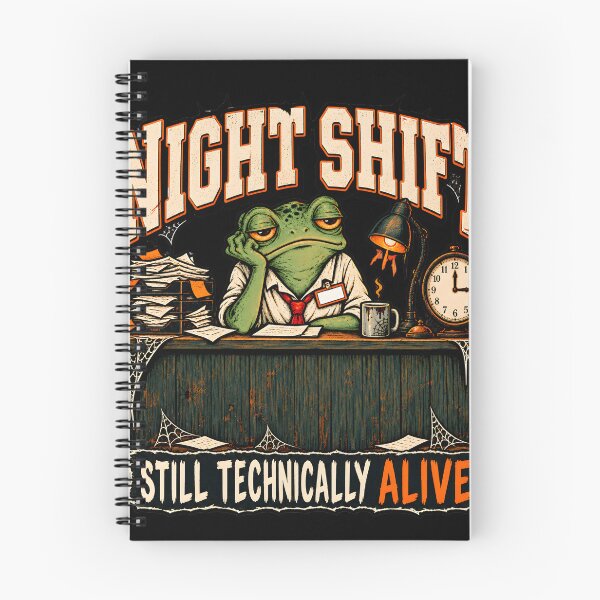 Item preview, Night Shift Still Technically Alive – Funny Tired Frog Office Worker designed and sold by Ajdaprint.