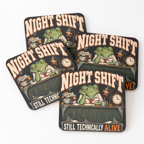 Item preview, Night Shift Still Technically Alive – Funny Tired Frog Office Worker designed and sold by Ajdaprint.