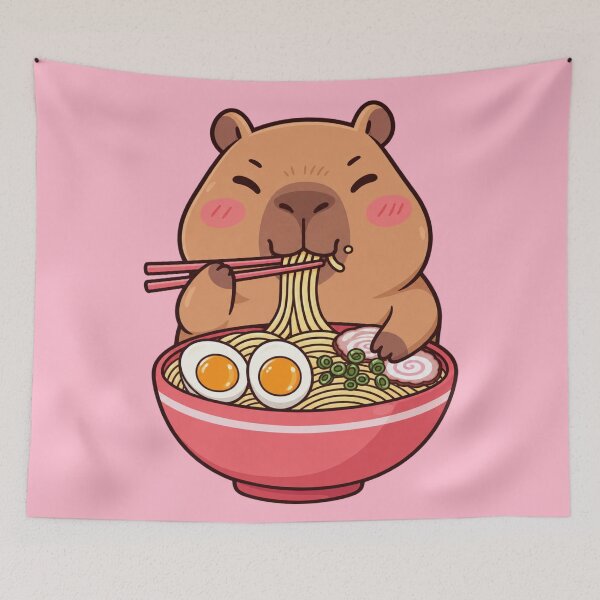 Item preview, Cute capybara eating ramen designed and sold by JarquinDD.
