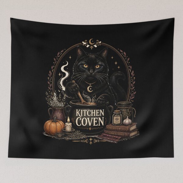 Item preview, Kitchen Coven Cat Retro Halloween Poster Halloween designed and sold by LiviuGligoros.