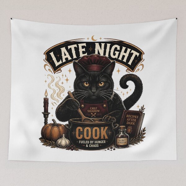 Item preview, Late Night Cook Cat Retro Halloween Poster Halloween designed and sold by LiviuGligoros.