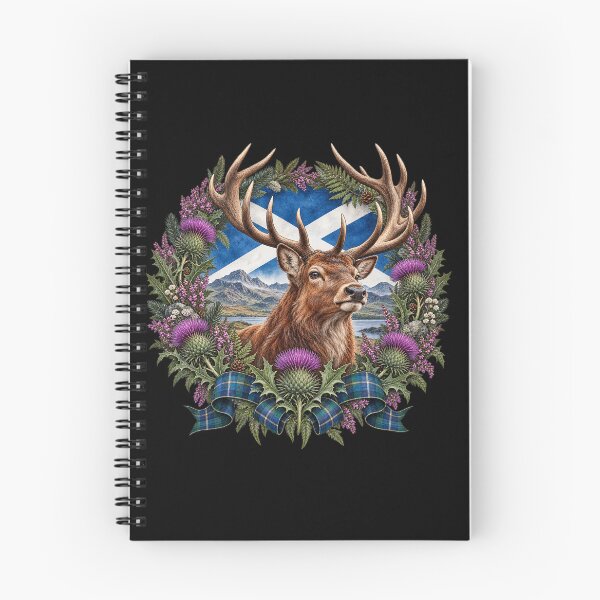 Item preview, Scottish Stag Saltire Thistle Highland Heritage Wreath Design designed and sold by ArcanePrintsxo.