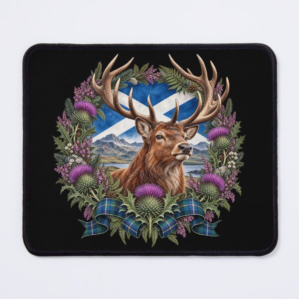 Item preview, Scottish Stag Saltire Thistle Highland Heritage Wreath Design designed and sold by ArcanePrintsxo.