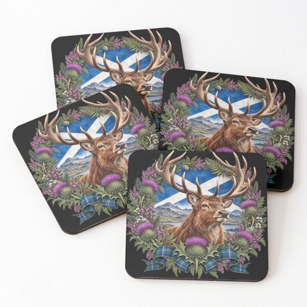 Item preview, Scottish Stag Saltire Thistle Highland Heritage Wreath Design designed and sold by ArcanePrintsxo.