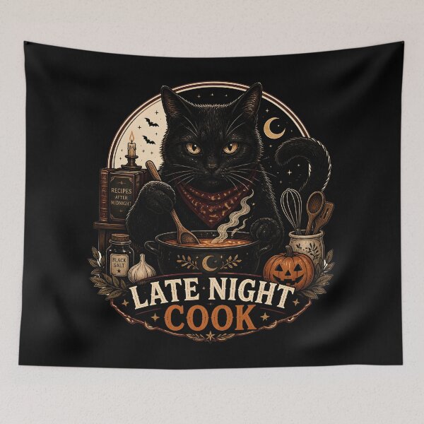Item preview, Late Night Cook Cat Gothic Folk Illustration Halloween designed and sold by LiviuGligoros.