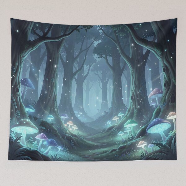 Item preview, Haunted Woods Dotted with Glowing Mushrooms designed and sold by Fanta-sticky.