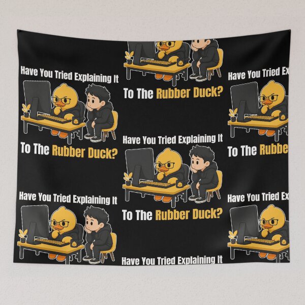Item preview, Have You Tried Explaining It To The Rubber Duck? – Cute Duck Chibi Programmer Humor designed and sold by tellia-kallisto.