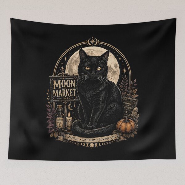 Item preview, Moon Market Cat Retro Halloween Poster Halloween designed and sold by BernoNickel.