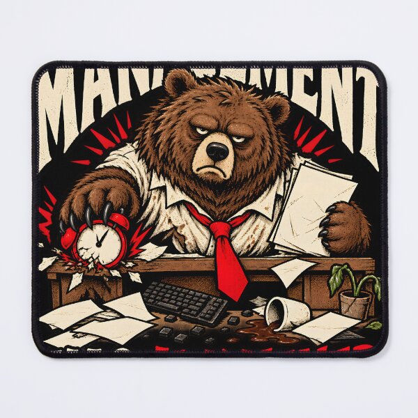 Item preview, Management Has Awakened – Funny Grumpy Bear Office Manager Humor designed and sold by Ajdaprint.