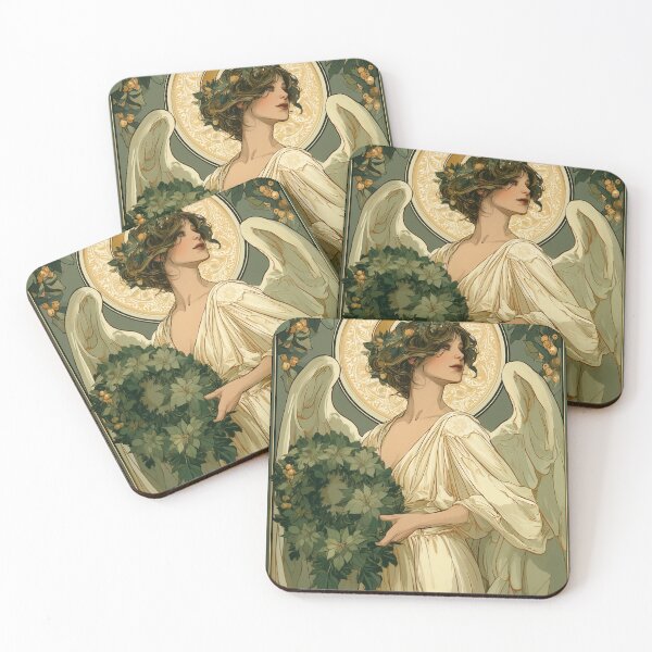 Item preview, Art nouveau Christmas angel card designed and sold by MendaciousMina.