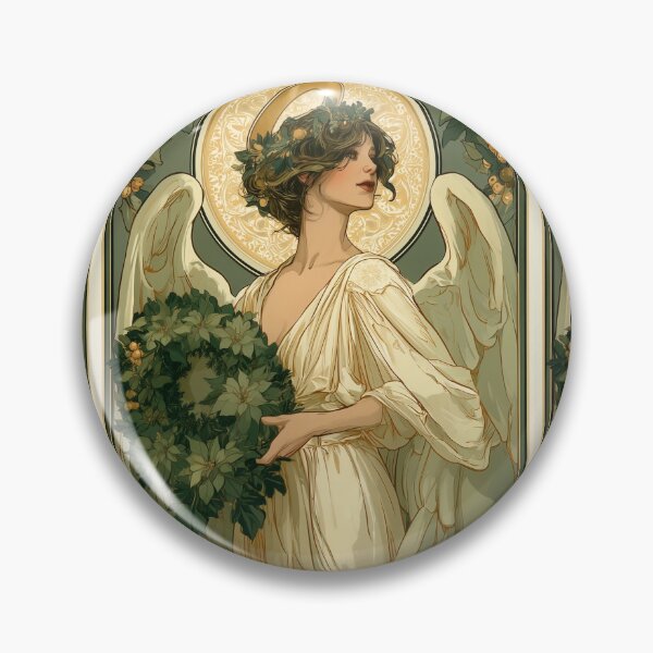 Item preview, Art nouveau Christmas angel card designed and sold by MendaciousMina.