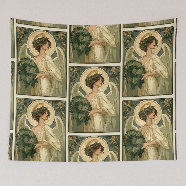 Item preview, Art nouveau Christmas angel card designed and sold by MendaciousMina.