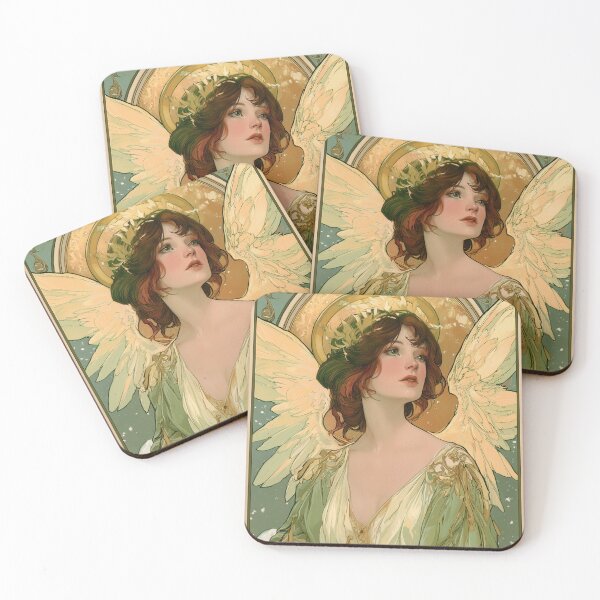 Item preview, Art nouveau Christmas angel card designed and sold by MendaciousMina.