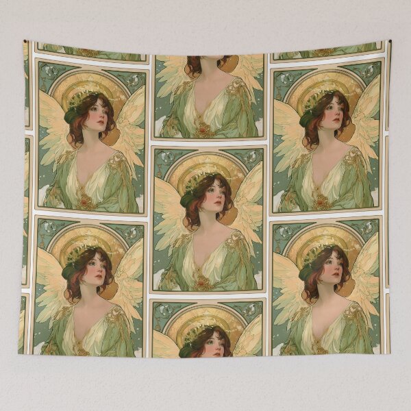 Item preview, Art nouveau Christmas angel card designed and sold by MendaciousMina.