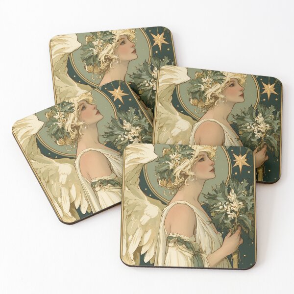 Item preview, Art nouveau Christmas angel card designed and sold by MendaciousMina.